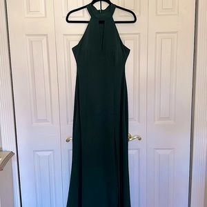 Long Forest Green Formal Dress with Key Hole Front